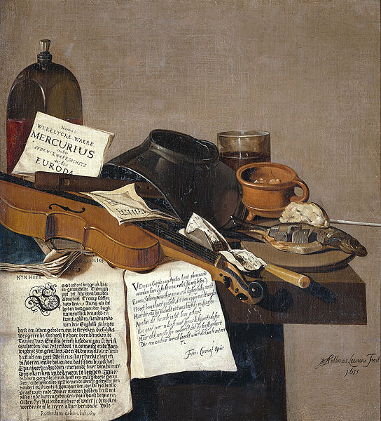 Still life with a copy of De Waere Mercurius, a broadsheet with the news of Tromp